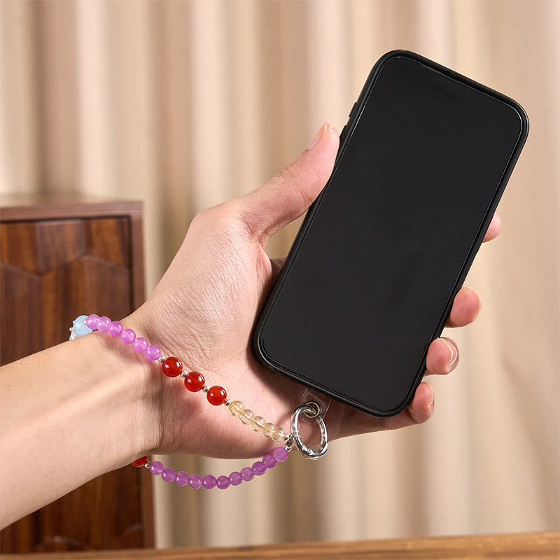 Purple Chalcedony and Citrine Crown Beaded Phone Hanging Decoration