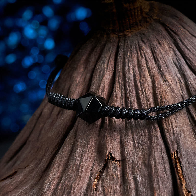 Natural Black Obsidian String Braided Strength Bracelet