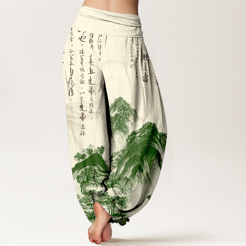 Tactile Cotton Ink-Wash Art Meditation Harem Pants