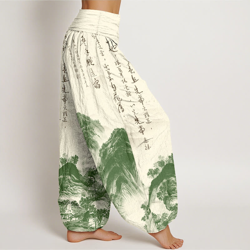 Tactile Cotton Ink-Wash Art Meditation Harem Pants