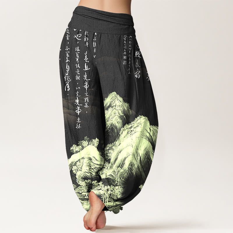 Tactile Cotton Ink-Wash Art Meditation Harem Pants