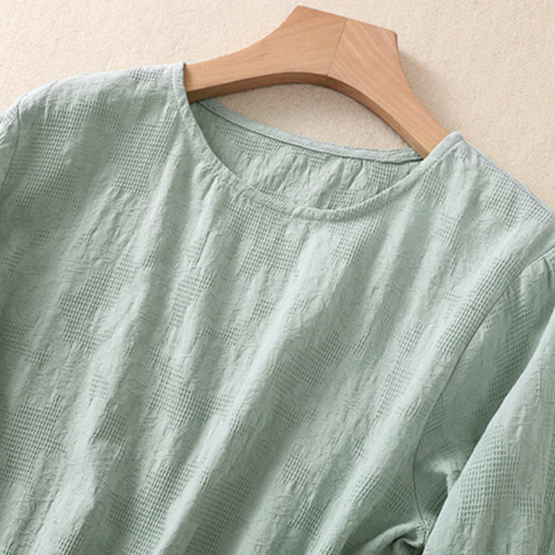 Breathable Cotton Crew Neck Slim Fit Long Sleeve Shirt