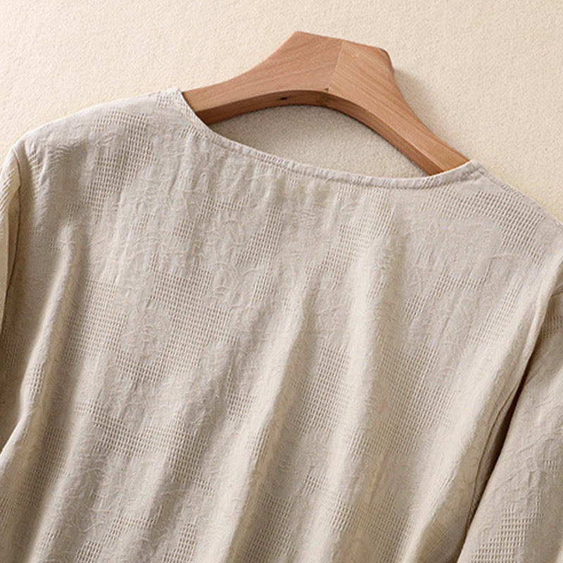 Breathable Cotton Crew Neck Slim Fit Long Sleeve Shirt