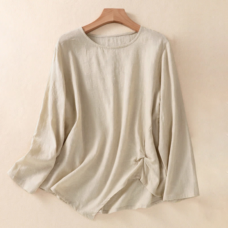 Breathable Cotton Crew Neck Slim Fit Long Sleeve Shirt