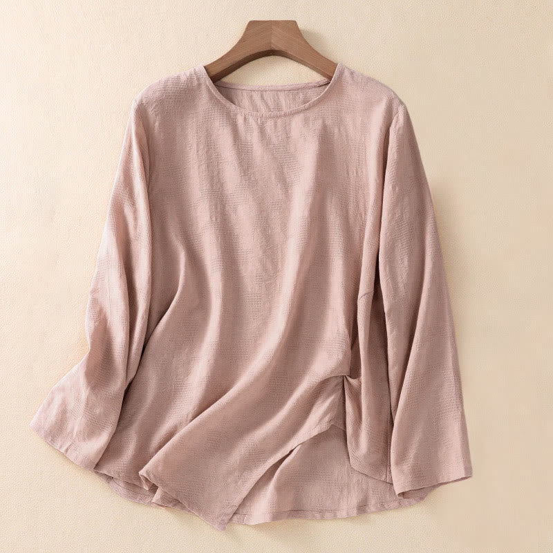 Breathable Cotton Crew Neck Slim Fit Long Sleeve Shirt