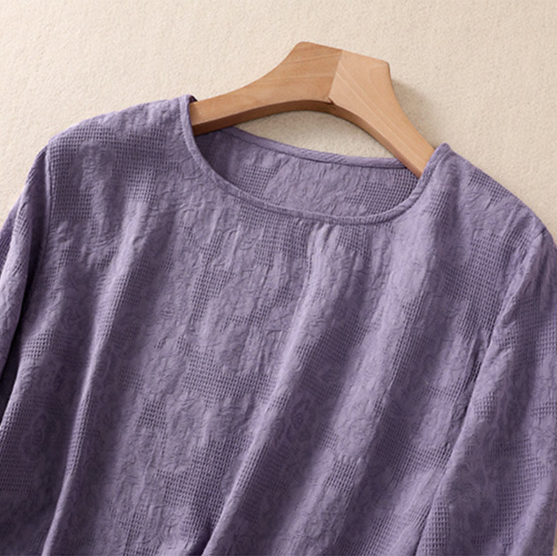 Breathable Cotton Crew Neck Slim Fit Long Sleeve Shirt