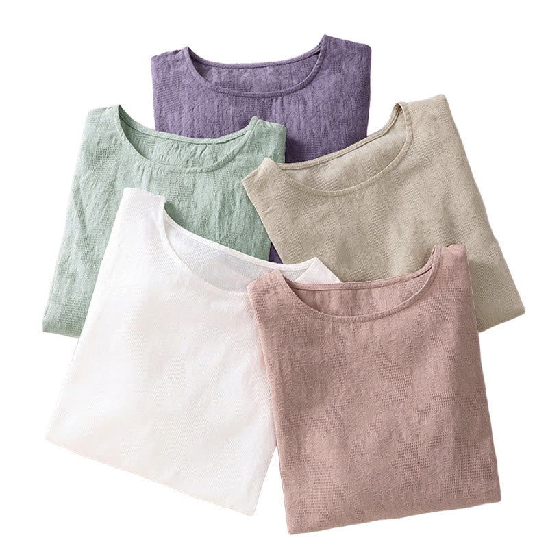 Breathable Cotton Crew Neck Slim Fit Long Sleeve Shirt