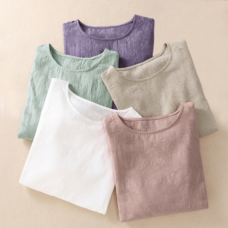 Breathable Cotton Crew Neck Slim Fit Long Sleeve Shirt