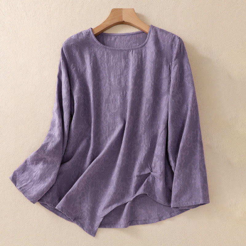 Breathable Cotton Crew Neck Slim Fit Long Sleeve Shirt