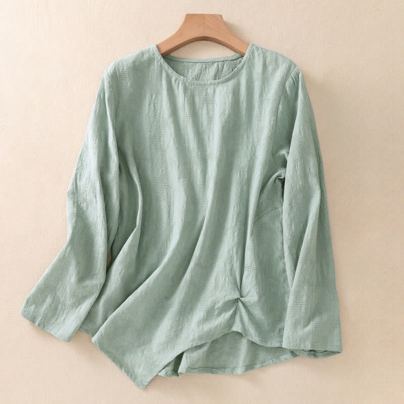 Breathable Cotton Crew Neck Slim Fit Long Sleeve Shirt