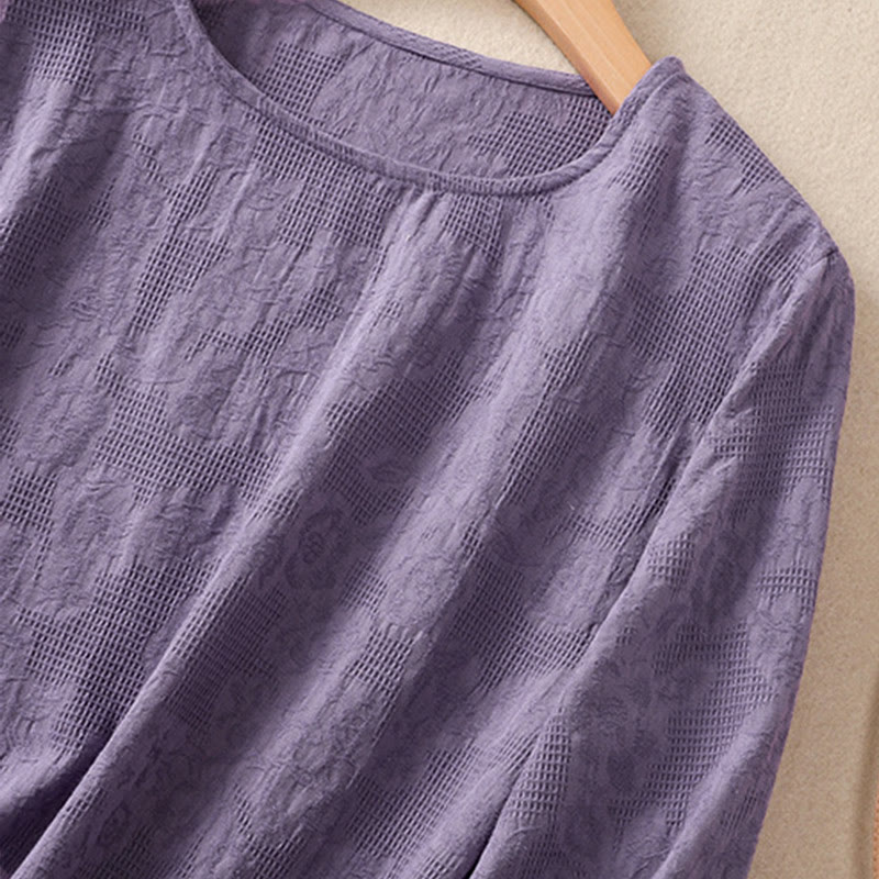 Breathable Cotton Crew Neck Slim Fit Long Sleeve Shirt