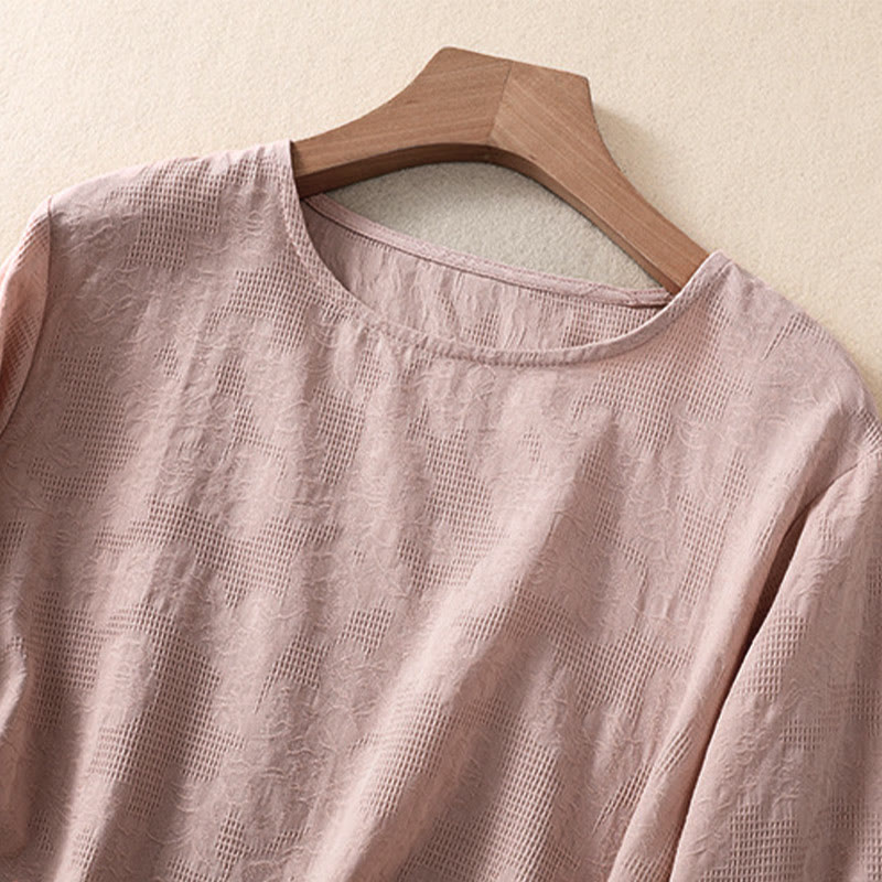 Breathable Cotton Crew Neck Slim Fit Long Sleeve Shirt