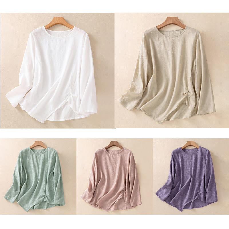 Breathable Cotton Crew Neck Slim Fit Long Sleeve Shirt