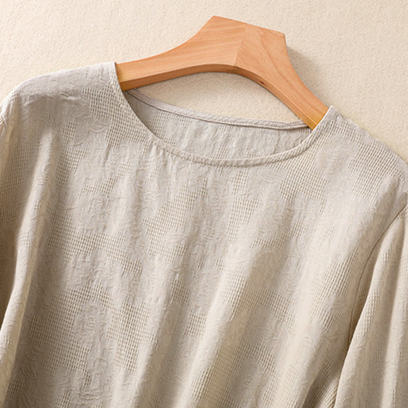 Breathable Cotton Crew Neck Slim Fit Long Sleeve Shirt