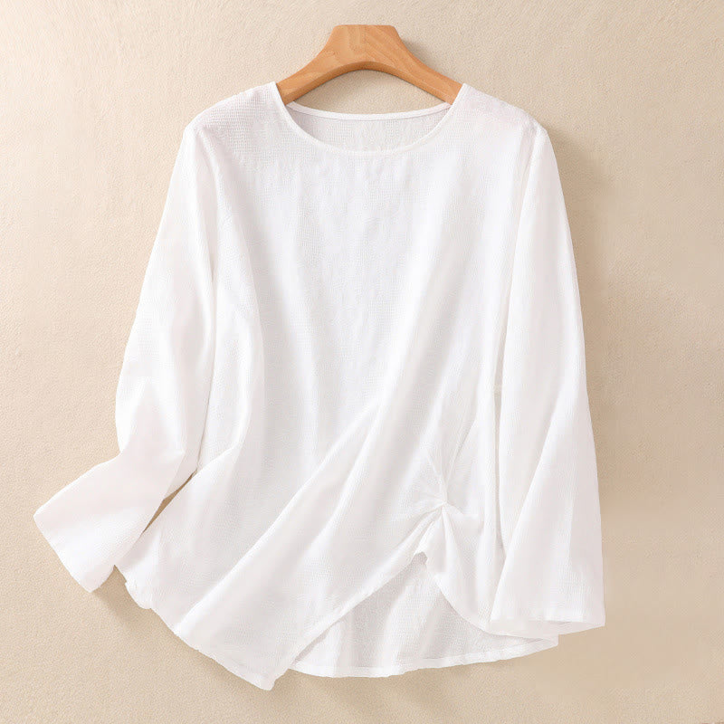 Breathable Cotton Crew Neck Slim Fit Long Sleeve Shirt
