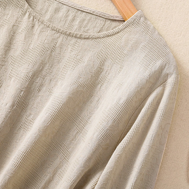 Breathable Cotton Crew Neck Slim Fit Long Sleeve Shirt