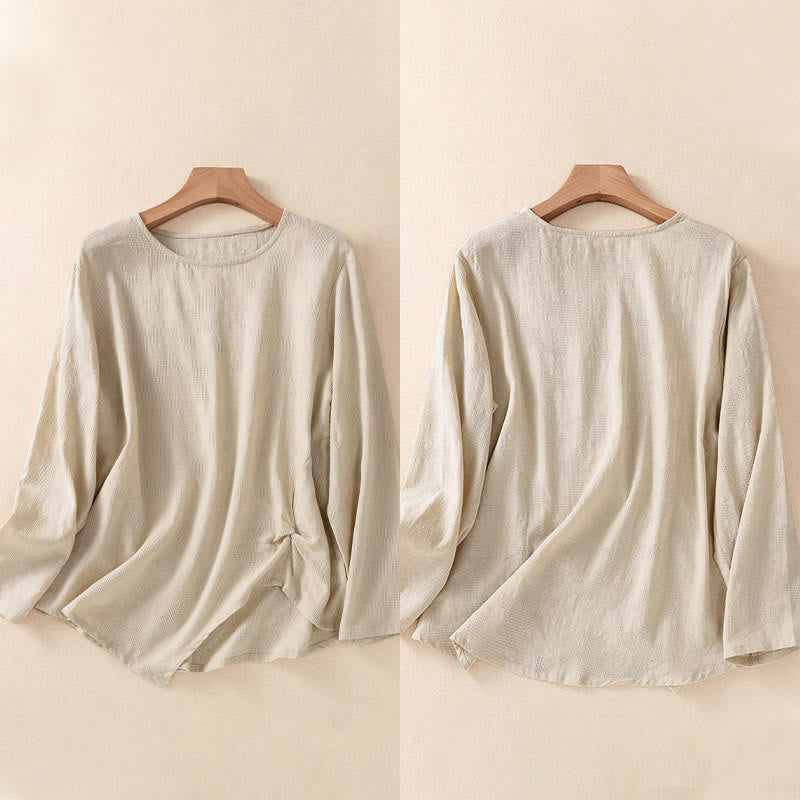 Breathable Cotton Crew Neck Slim Fit Long Sleeve Shirt