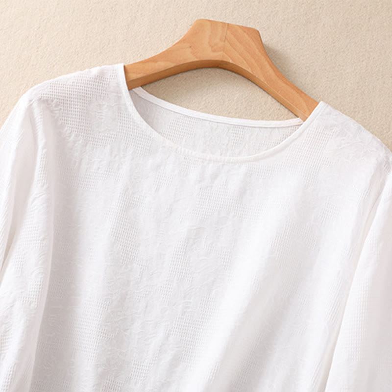 Breathable Cotton Crew Neck Slim Fit Long Sleeve Shirt
