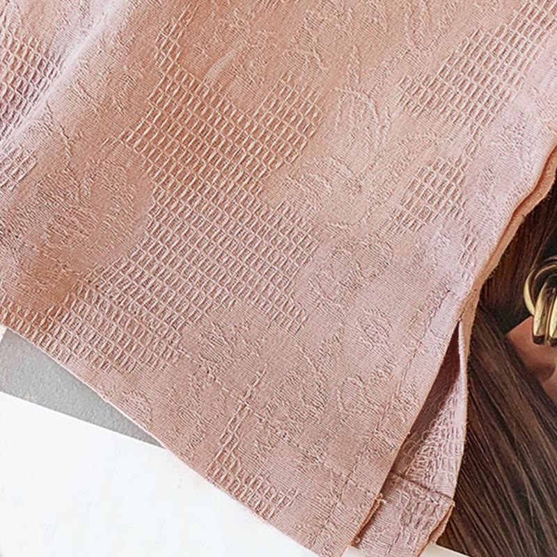 Commute Jacquard Chinese Frog-Button Mandarin Collar Long Sleeve Women's Cotton Shirt