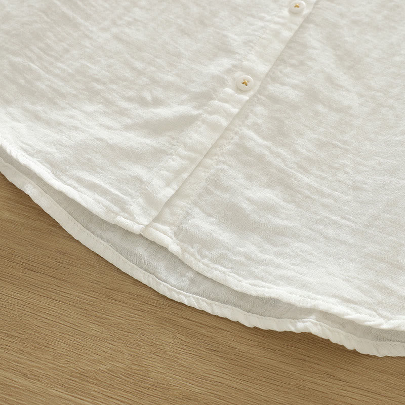 Tactile Cotton Geometric Embroidered Stand Collar Mindful Shirt