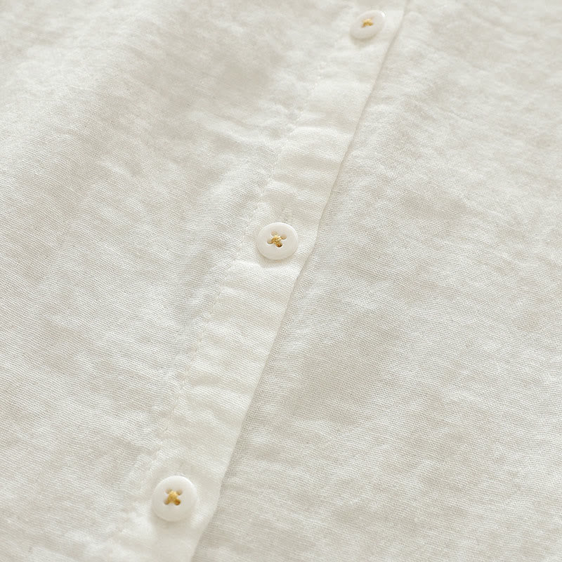 Tactile Cotton Geometric Embroidered Stand Collar Mindful Shirt