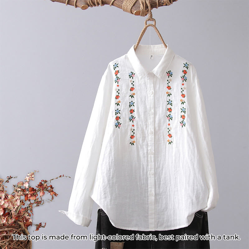 Tactile Cotton Stand Collar Geometric Embroidery Meditation Shirt