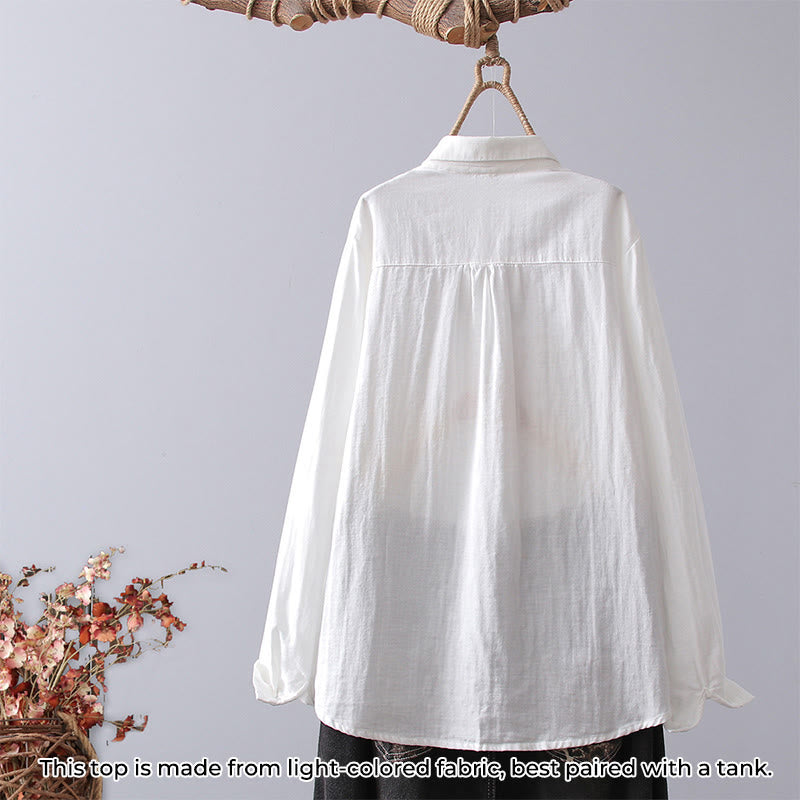 Tactile Cotton Stand Collar Geometric Embroidery Meditation Shirt