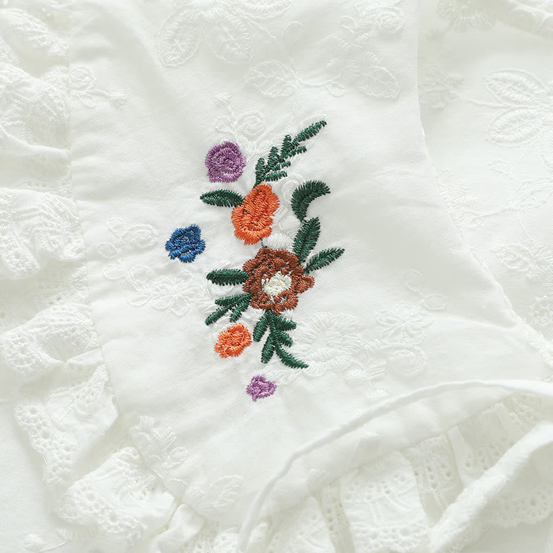 Breathable Cotton Floral Embroidered Long-Sleeve Meditation Shirt