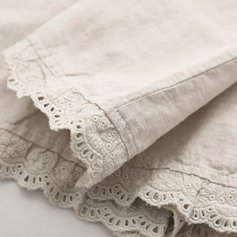Tactile Cotton Botanical Embroidered Stand Collar Meditation Shirt