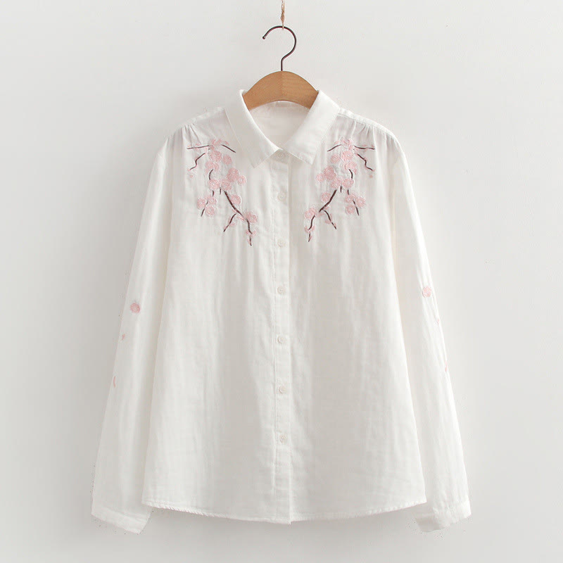 Tactile Cotton Embroidered Stand Collar Meditation Shirt