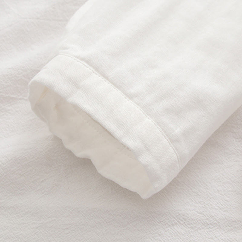 Tactile Cotton Embroidered Stand Collar Meditation Shirt