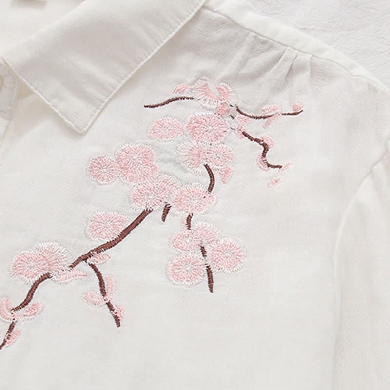 Tactile Cotton Embroidered Stand Collar Meditation Shirt