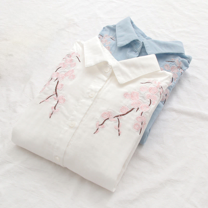 Tactile Cotton Embroidered Stand Collar Meditation Shirt