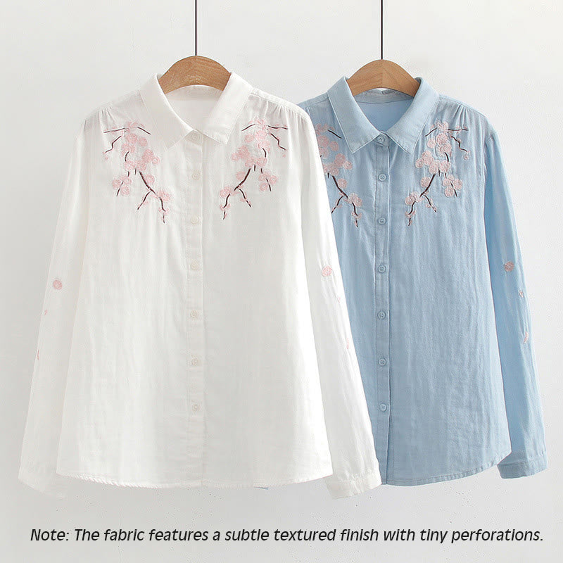 Tactile Cotton Embroidered Stand Collar Meditation Shirt