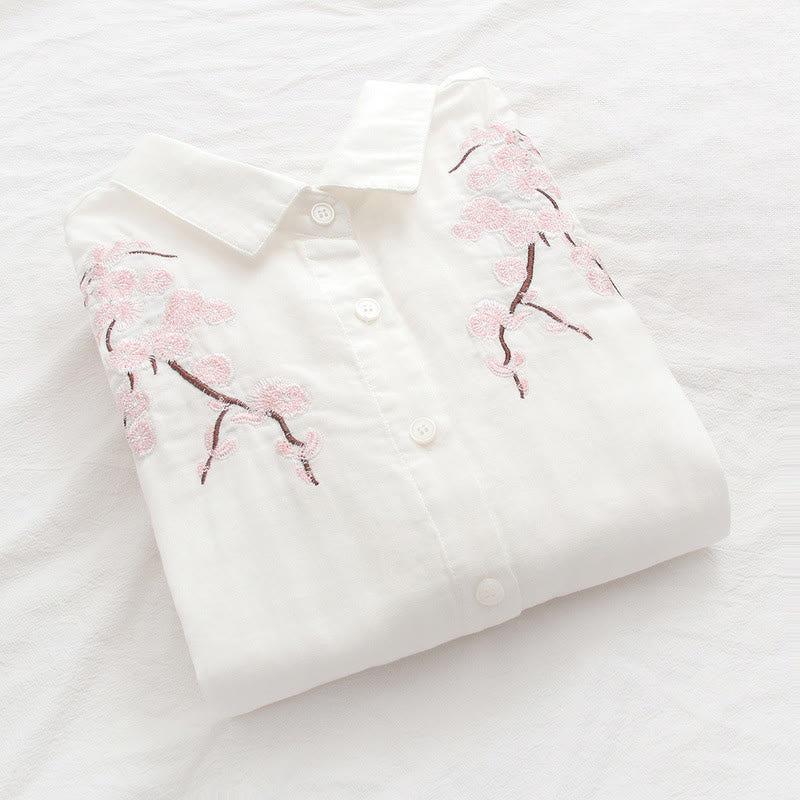 Tactile Cotton Embroidered Stand Collar Meditation Shirt