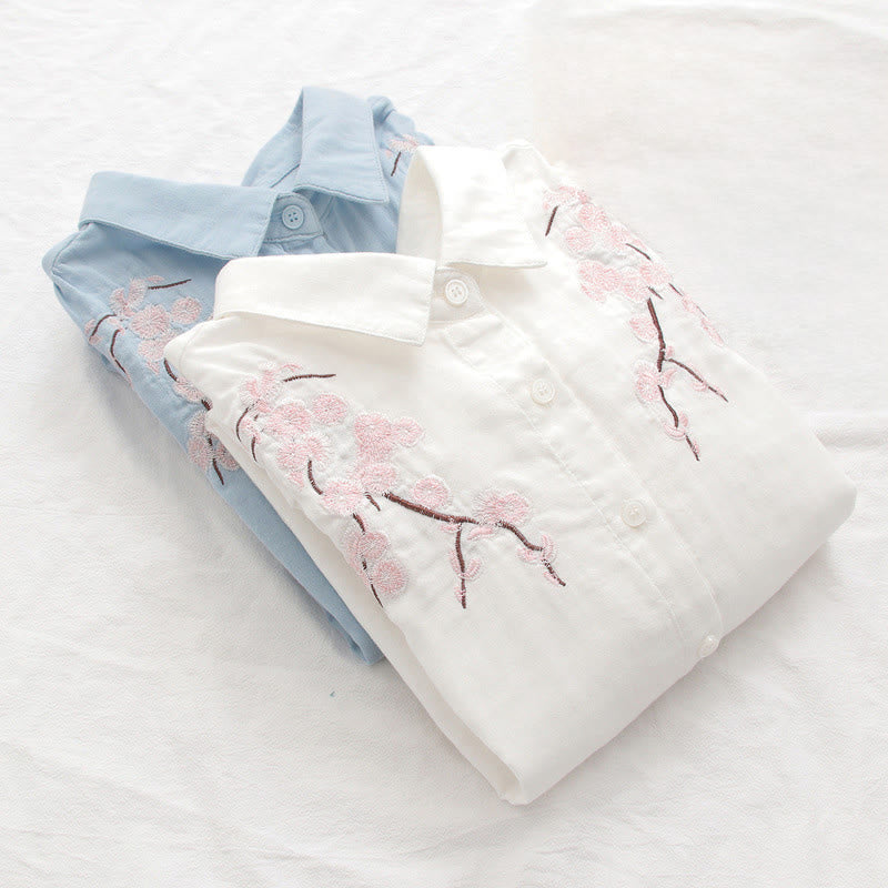 Tactile Cotton Embroidered Stand Collar Meditation Shirt