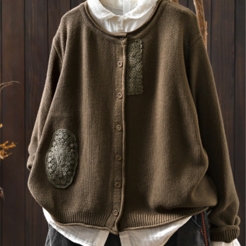 Botanical Cotton Knit Long Sleeve Meditation Cardigan