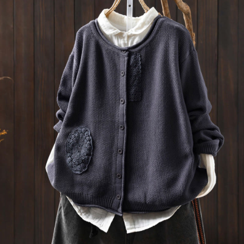 Botanical Cotton Knit Long Sleeve Meditation Cardigan