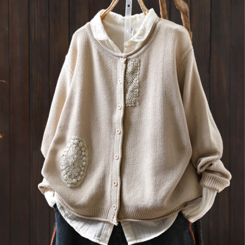Botanical Cotton Knit Long Sleeve Meditation Cardigan