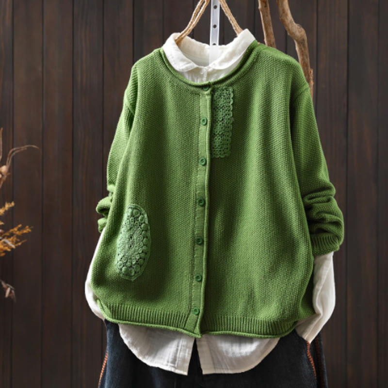 Botanical Cotton Knit Long Sleeve Meditation Cardigan