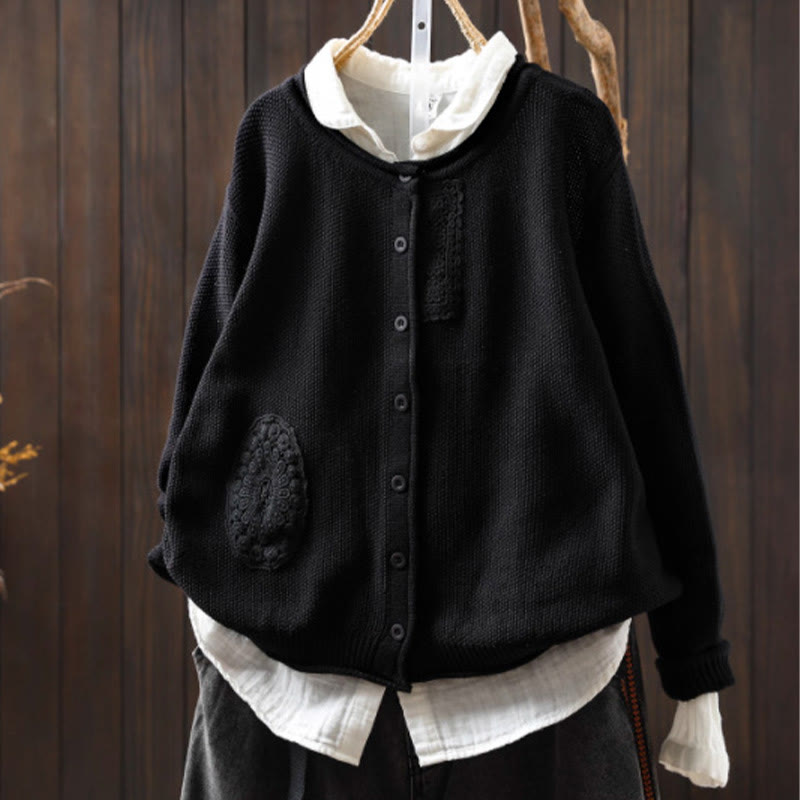 Botanical Cotton Knit Long Sleeve Meditation Cardigan