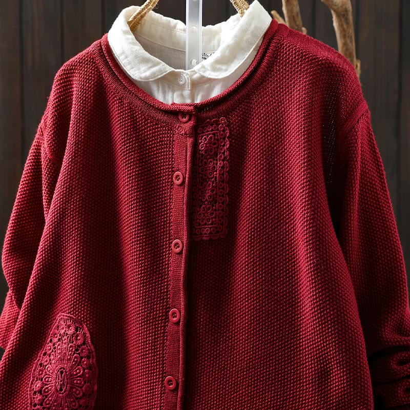 Botanical Cotton Knit Long Sleeve Meditation Cardigan