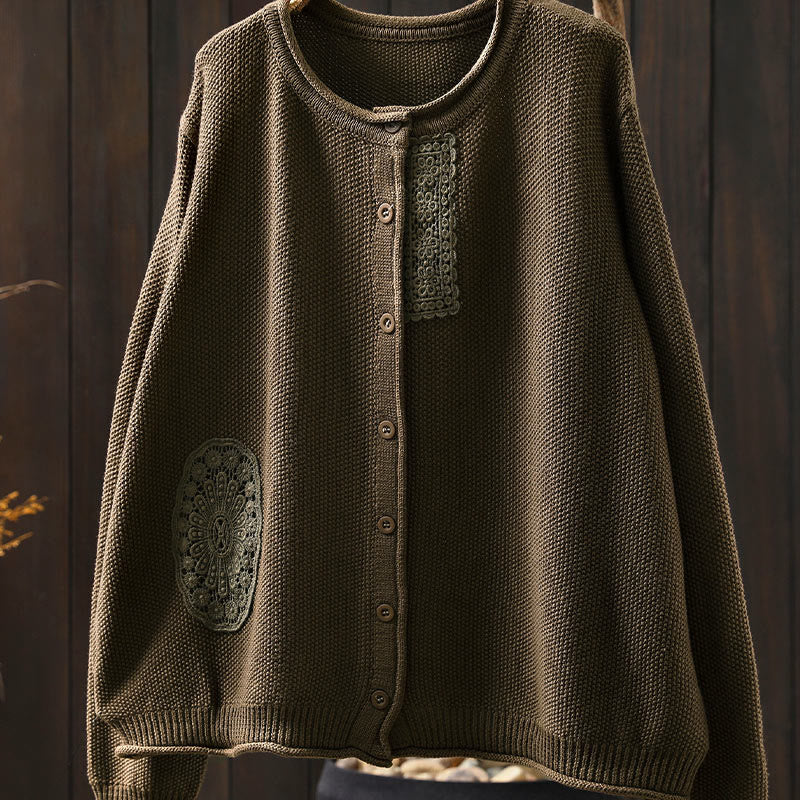 Botanical Cotton Knit Long Sleeve Meditation Cardigan