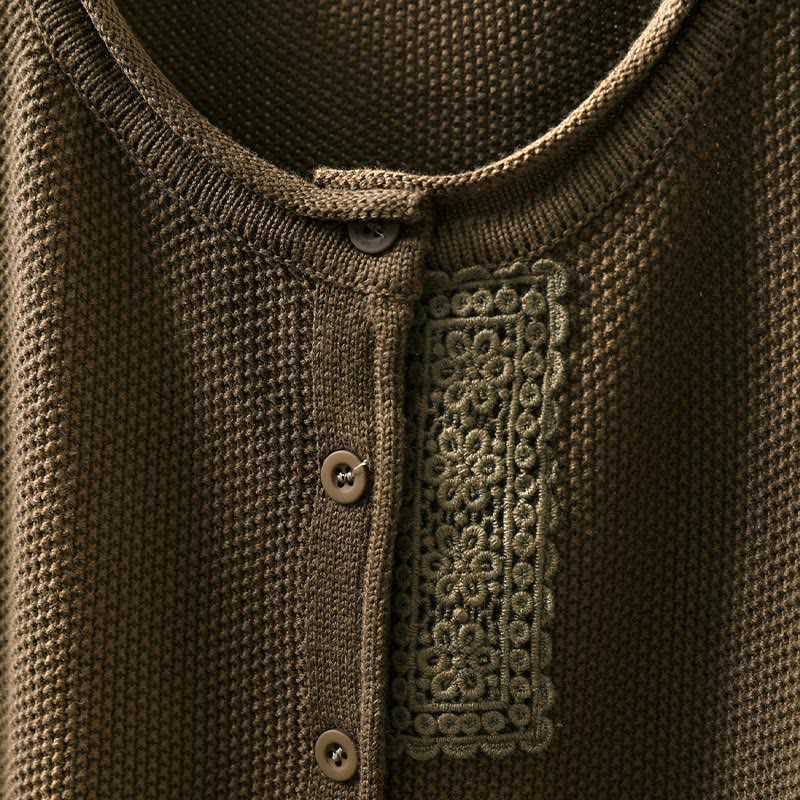 Botanical Cotton Knit Long Sleeve Meditation Cardigan