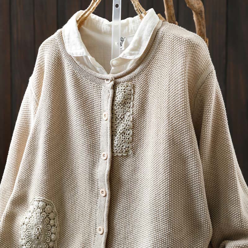 Botanical Cotton Knit Long Sleeve Meditation Cardigan
