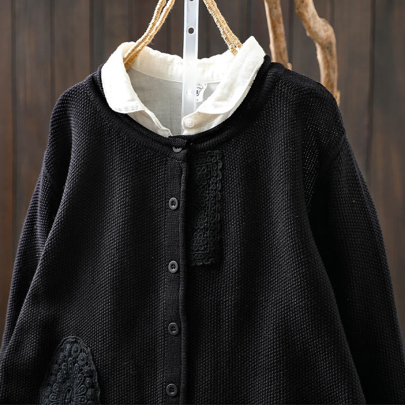 Botanical Cotton Knit Long Sleeve Meditation Cardigan
