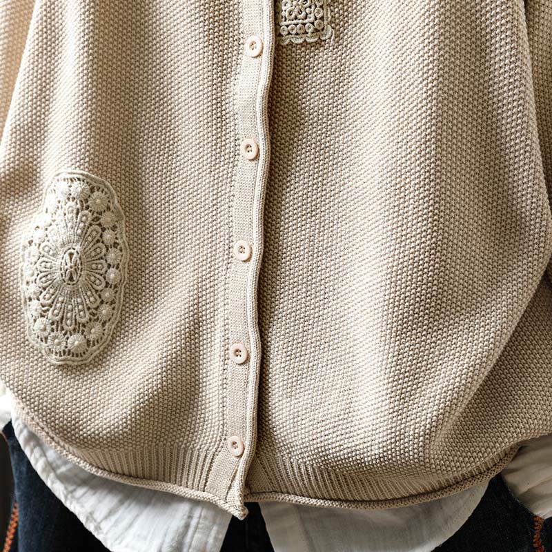 Botanical Cotton Knit Long Sleeve Meditation Cardigan