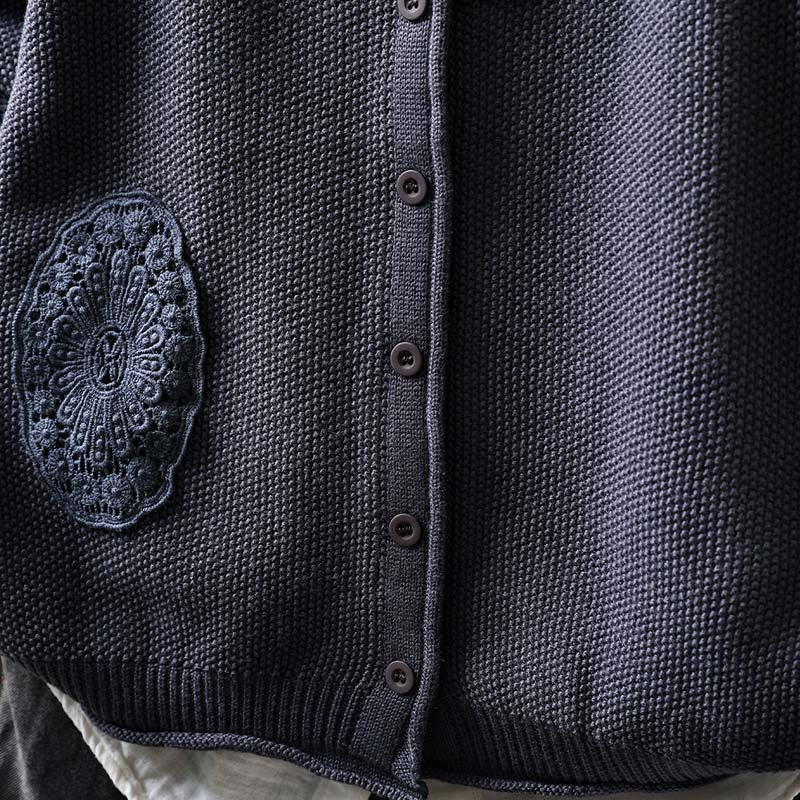 Botanical Cotton Knit Long Sleeve Meditation Cardigan