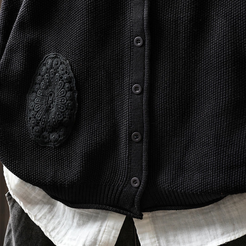 Botanical Cotton Knit Long Sleeve Meditation Cardigan