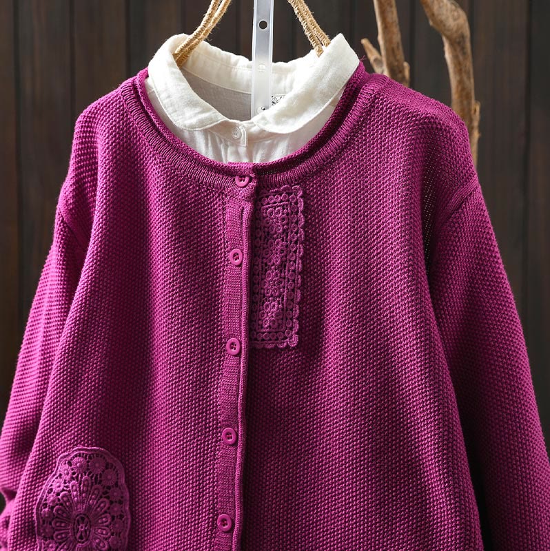 Botanical Cotton Knit Long Sleeve Meditation Cardigan